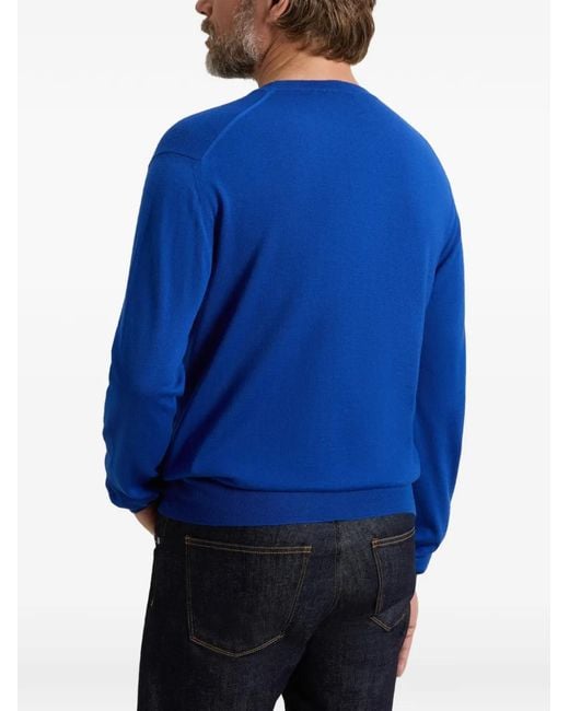 Woolrich Blue Extra-Fine Merino Wool Sweater for men