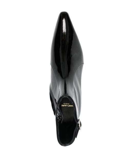 Saint Laurent Black Arsun Patent-leather Ankle Boots