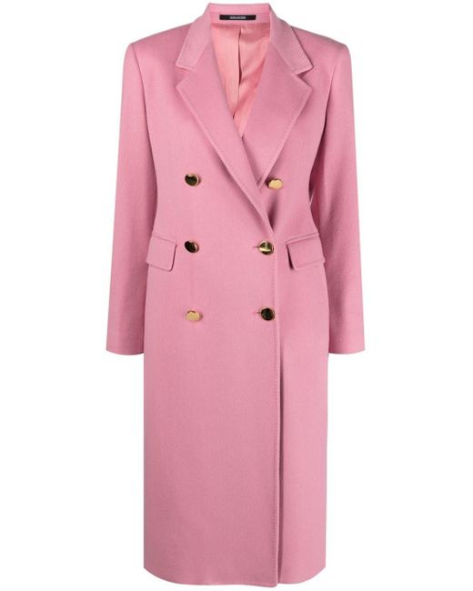 Tagliatore Pink Wool And Cashmere Blend Double-breasted Coat