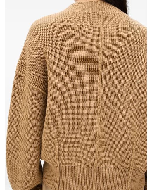 Another Tomorrow Natural Ribbed Dropped-Shoulder Sweater