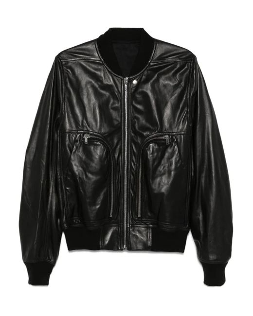 メンズ Rick Owens レザー ボンバージャケット Black