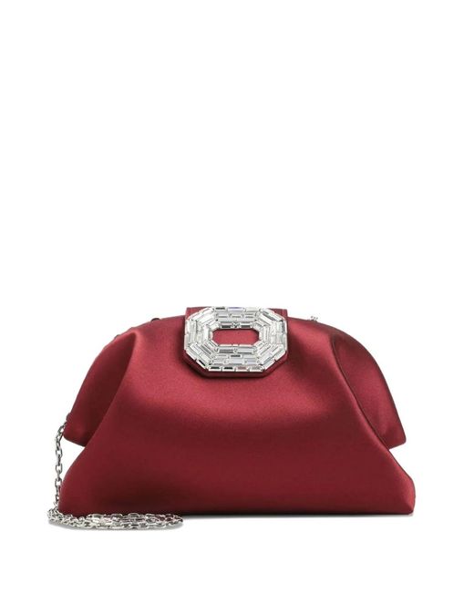 AMINA MUADDI Red Camelia Satin Clutch