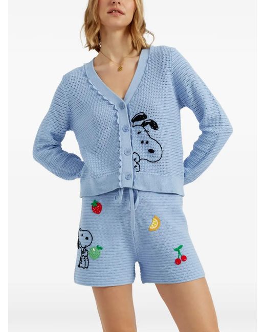 Chinti & Parker Blue Gehäkelter Snoopy Cardigan