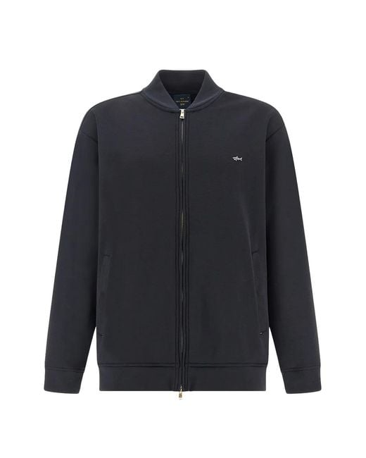 Paul & Shark Blue Zip-Up Fleece Bomber Jacket for men