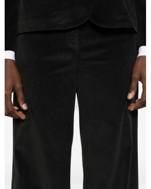 19.61 MILANO Black Concealed-Fastening Wide-Leg Trousers