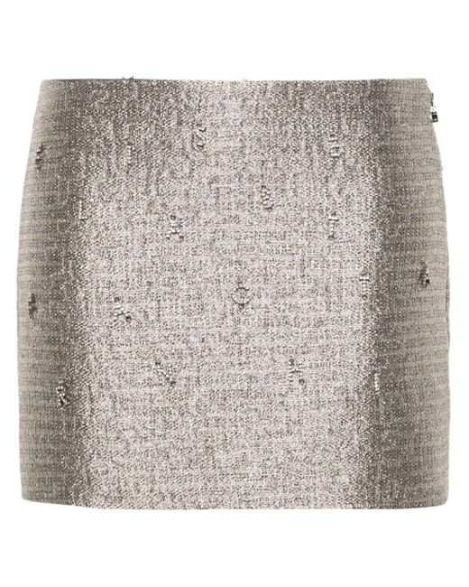 Elisabetta Franchi Gray Mini Tweed Lurex Skirt
