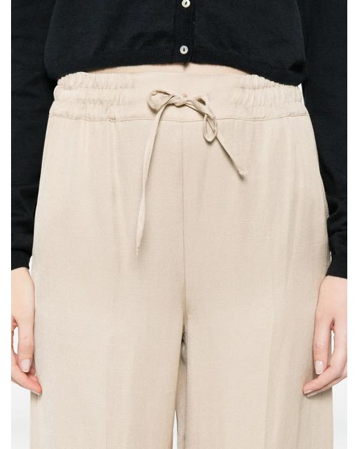 Marella White Pantalon À Lien De Resserrage