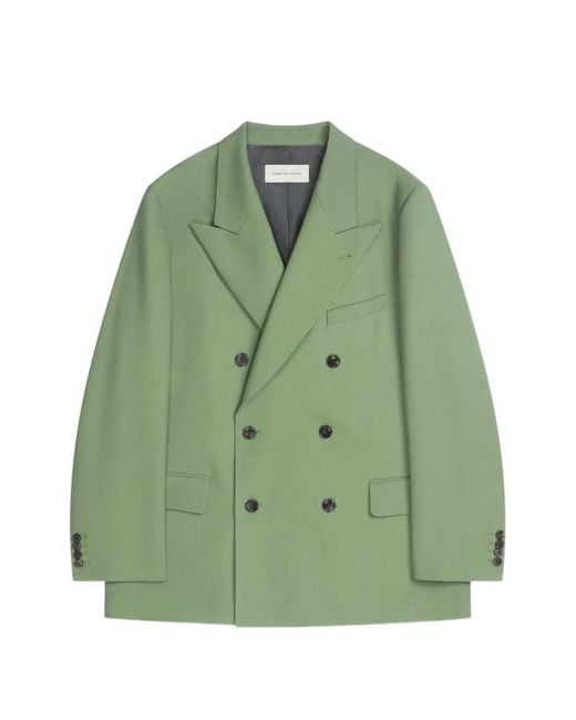 Dries Van Noten Green Oversized Wool Blazer for men