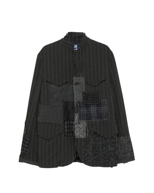 Junya Watanabe Black Patchwork Pinstripe Jacket for men