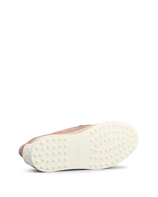 Tod's Pink Suede Leather Loafers