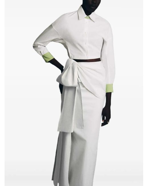 Rosie Assoulin White Hustle & Bustle Bow-Detail Draped Skirt