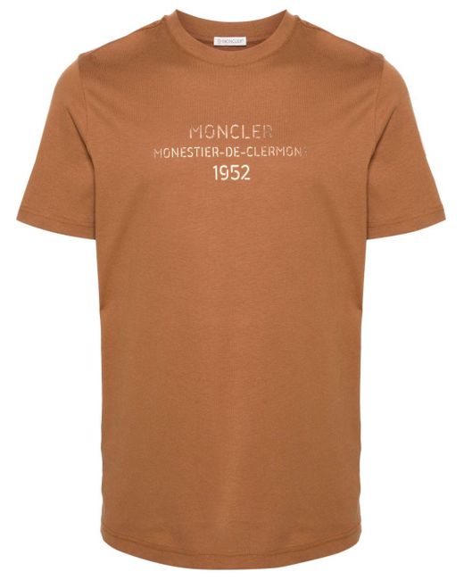 Moncler Brown Logo-print Cotton T-shirt for men