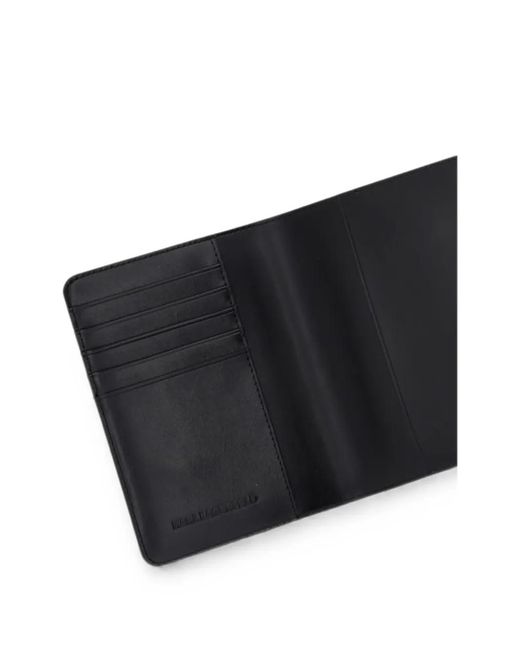 Karl Lagerfeld Black Logo-Plaque Passport Holder