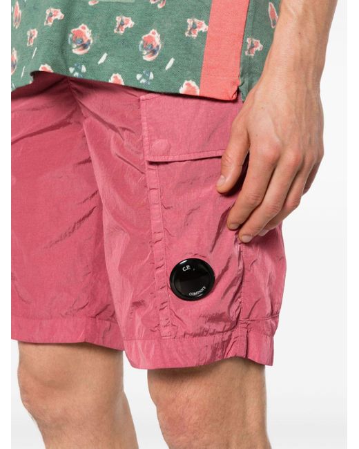 C P Company Pink Taffeta Cargo Shorts for men