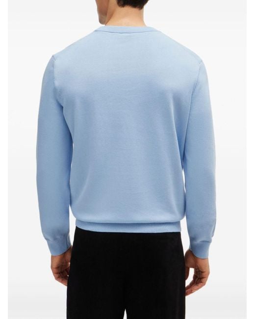 Boss Sweater Met Geborduurd Logo in het Blue voor heren