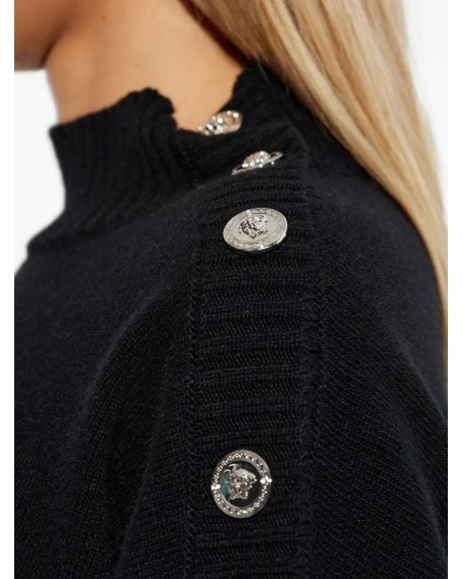 Versace Blue Medusa-Button Sweater