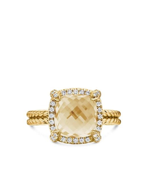 David Yurman Metallic 18Kt Châtelaine Citrine And Diamond Ring (9Mm)