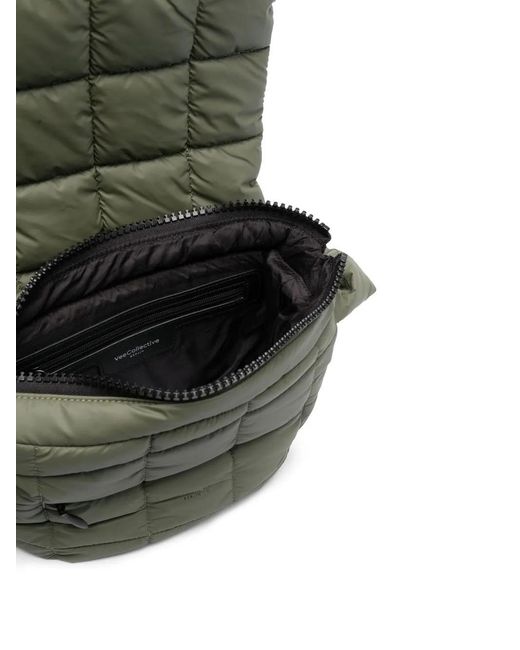 VEE COLLECTIVE Green Quilted Messenger Bag