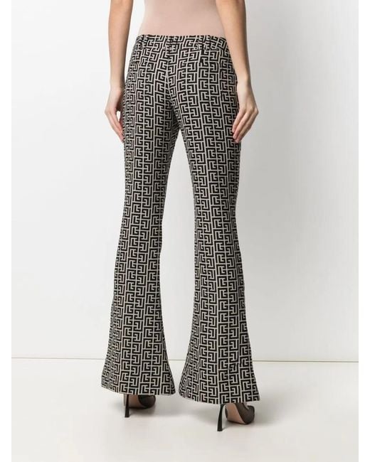 Balmain Gray Low-Rise Monogram Bootcut Trousers