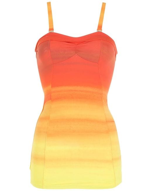 Amir Slama Orange Maillot De Bain À Rayures