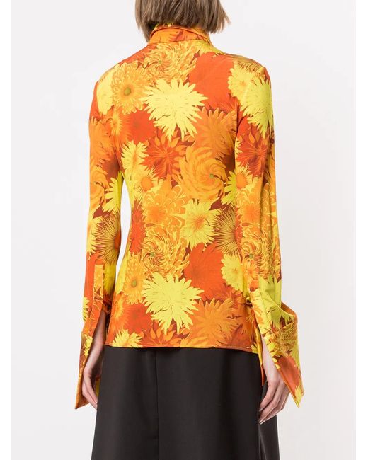 Ellery Orange Sala Floral Print Shirt