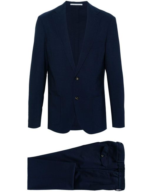 Eleventy Blue Stretch-wool Single-breasted Suit for men