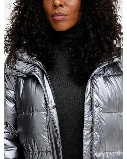 Morgan Gray Hooded Quilted Coat