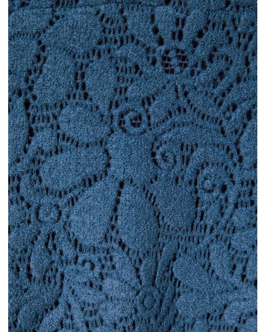 LaDoubleJ Blue Floral-Pattern Lace Blouse