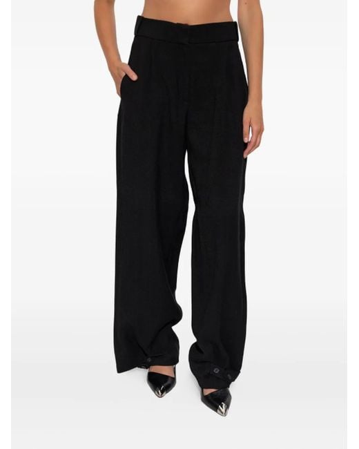 IRO Black Pleated Button-Fastening Trousers