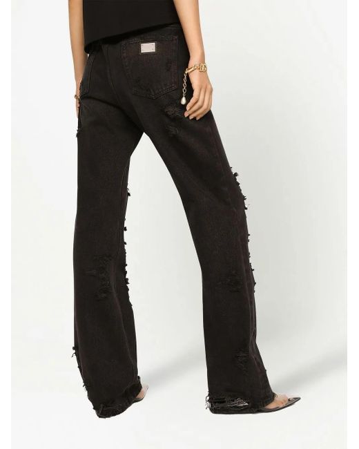 Dolce & Gabbana Black Distressed Flared Jeans