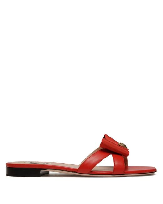 Bally リボントリム レザーサンダル Red