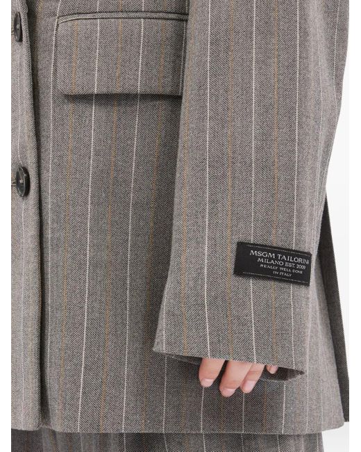 MSGM Gray Pinstripe Double-Breasted Jacket