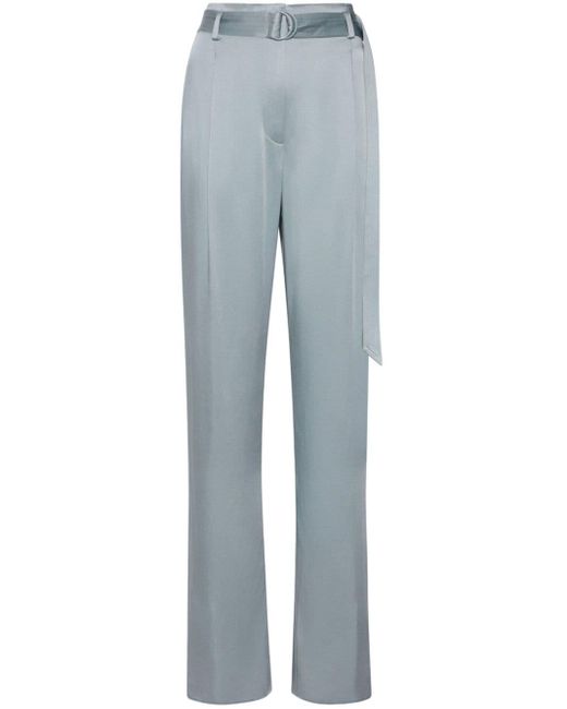 LAPOINTE Blue Satin-belt Straight-leg Trousers