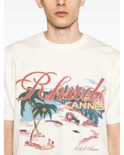 Rhude Cannes Beach T-Shirt in White für Herren