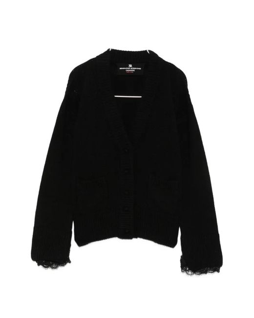 Ermanno Scervino Black Lace-Trim Cashmere Cardigan