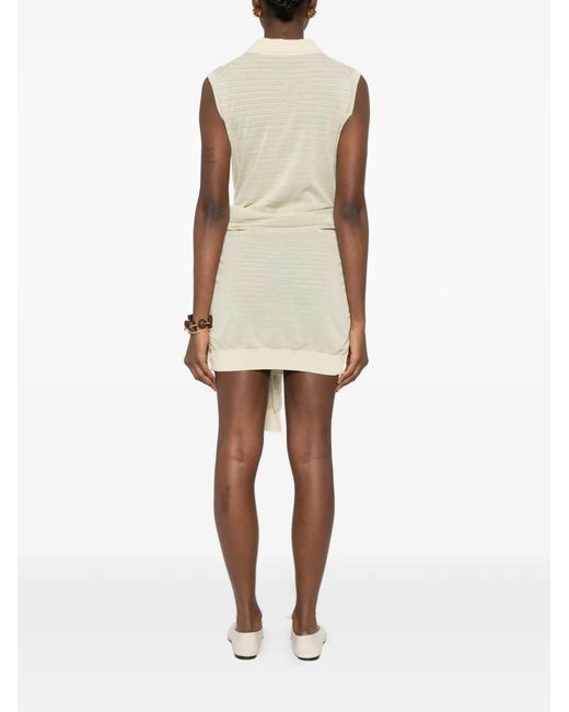 Nanushka White Nila Striped Knitted Polo Dress