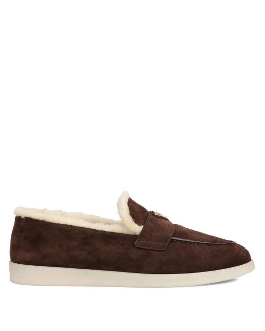 Prada Loafer aus Wildleder mit Shearling in Brown für Herren