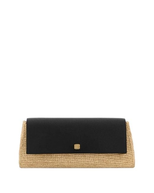 Khaite Black Audrey Raffia Clutch Bag