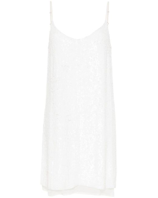 P.A.R.O.S.H. White Gabriel Sequinned Mini Dress