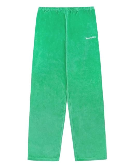 Sporty & Rich Health-Print Velour Track Pants in Green | Lyst