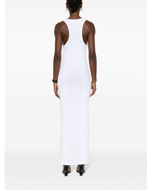 Jean Paul Gaultier Chunky Geribbelde Maxi-jurk in het White