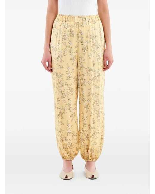 ViCOLO Metallic Floral-Print Elasticated-Cuff Trousers