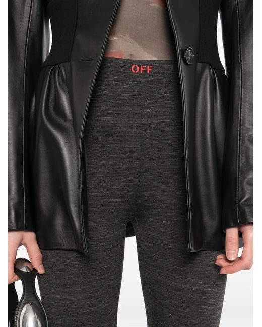Off-White c/o Virgil Abloh Gray Logo-Print Slit Trousers