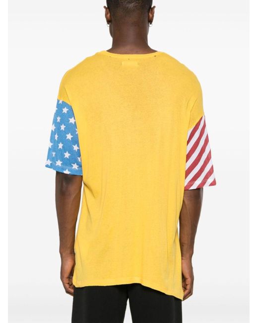 ERL Orange Distressed Colourblock T-Shirt for men