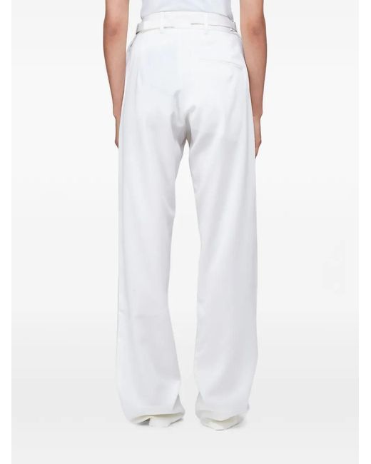GmbH White Pleated Adjustable-Waist Trousers