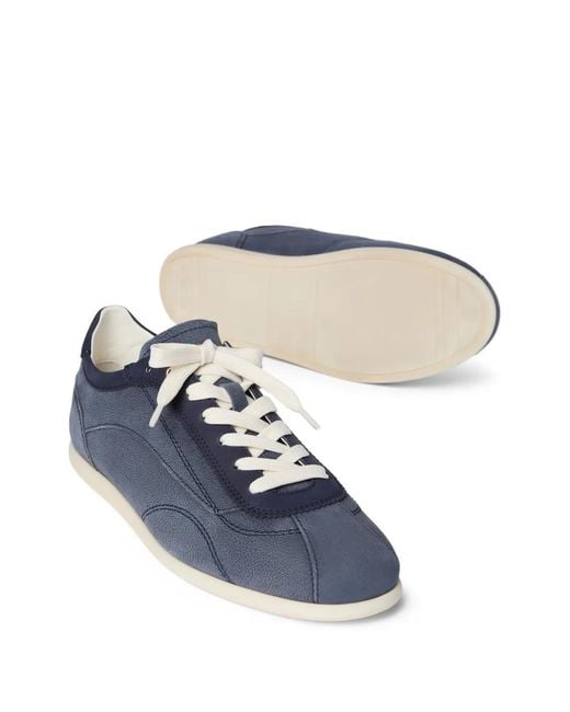 Brunello Cucinelli Blue Textured Suede Sneakers for men