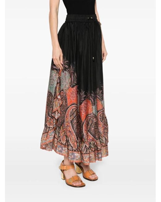 Zimmermann Maxi Silk Skirt With Rhiannon Ruffles in Black | Lyst