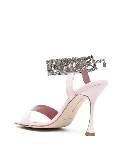 Manolo Blahnik White Lierasan 105Mm Suede Sandals