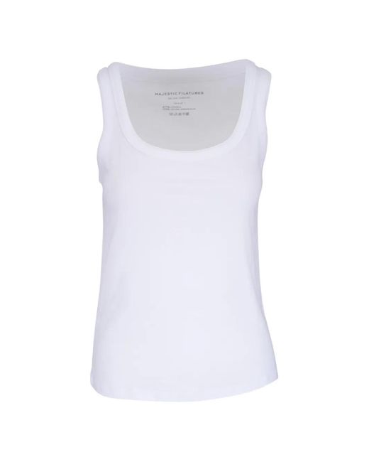 Majestic Filatures White Scoop-Neck Tank Top