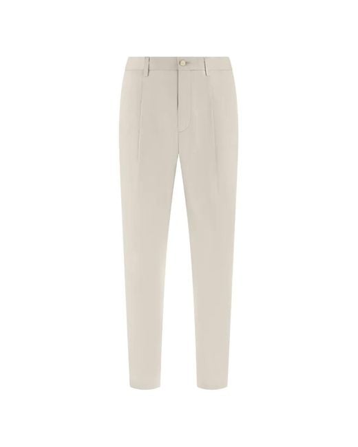 Boggi White Darted Drawstring-Waist Trousers for men